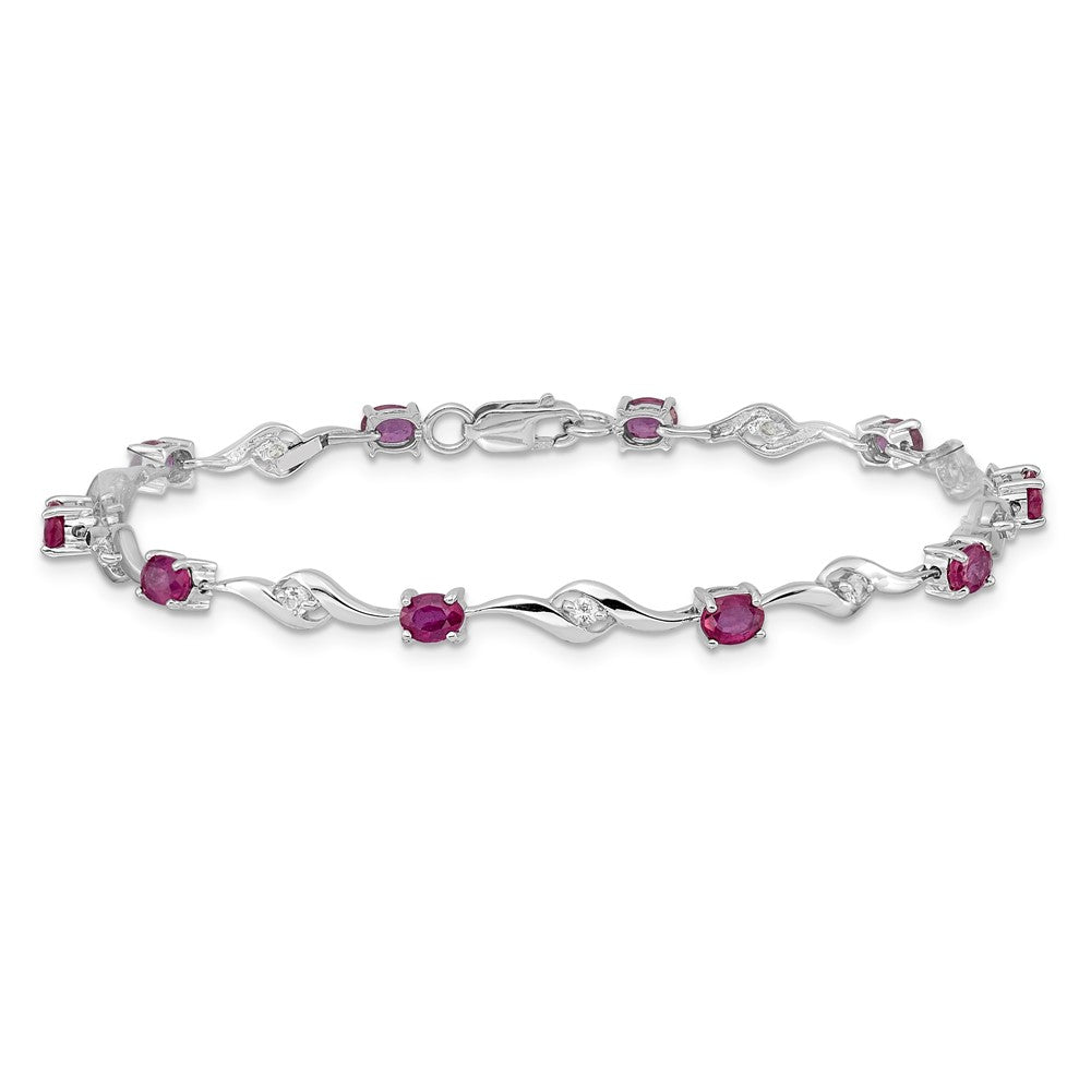 Complete Oval Ruby and Round Sapphire Curved Link Bracelet - WBC
