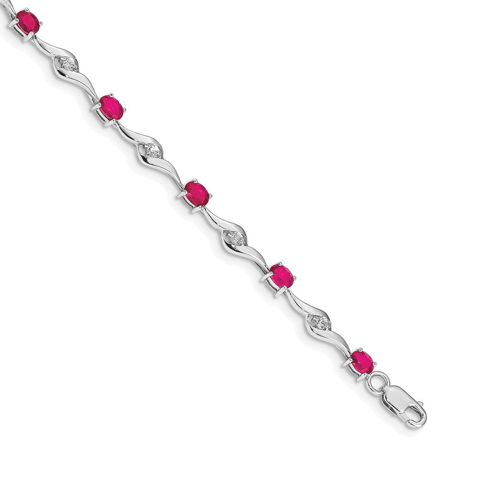 Complete Oval Ruby and Round Sapphire Curved Link Bracelet - WBC