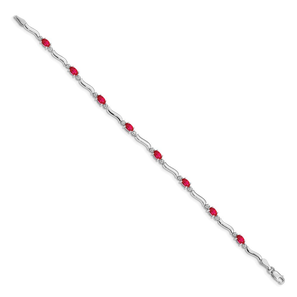 Complete Diamond and Oval Ruby Wavy Link Bracelet - WBC