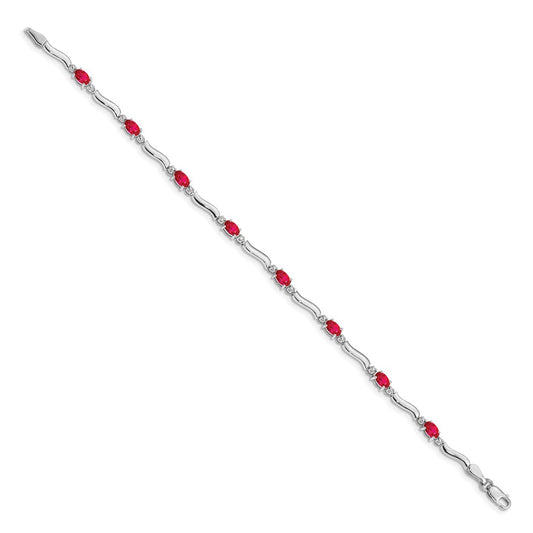 Complete Diamond and Oval Ruby Wavy Link Bracelet - WBC
