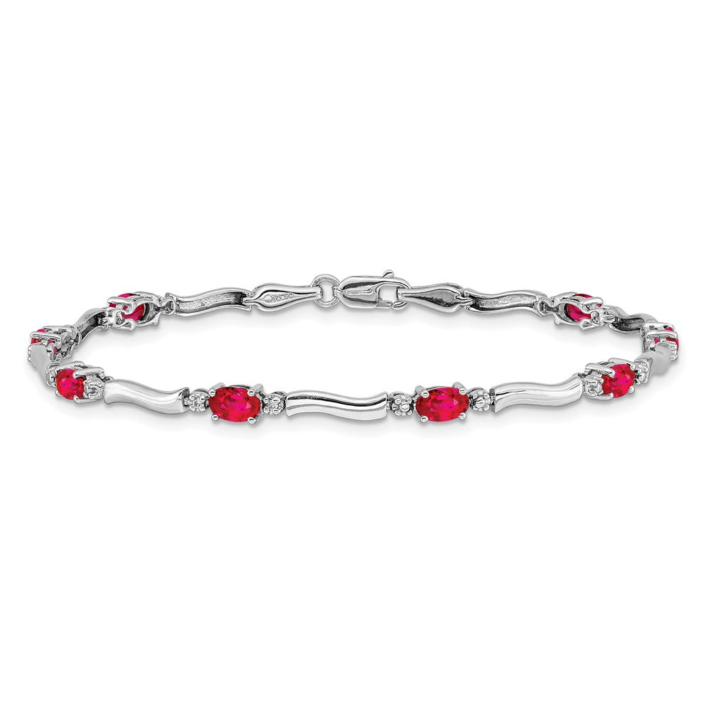 Complete Diamond and Oval Ruby Wavy Link Bracelet - WBC