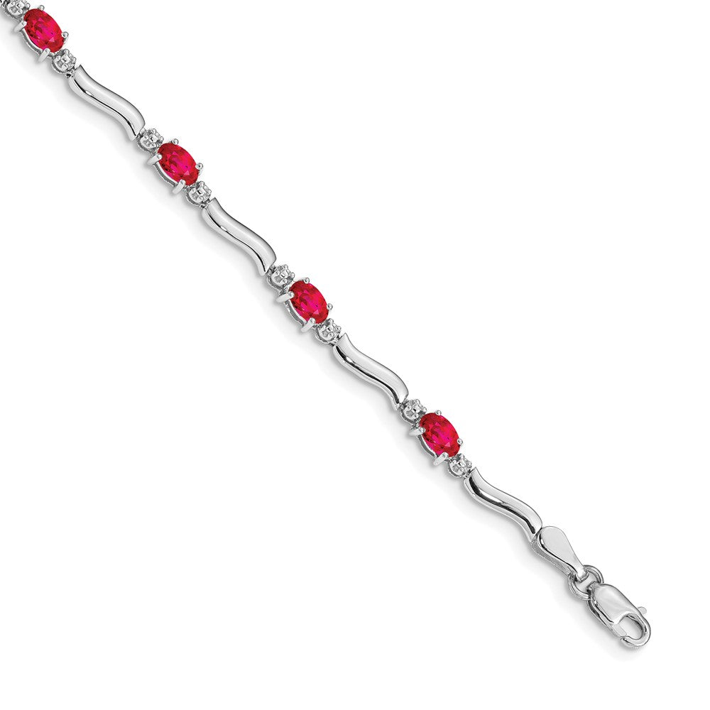Complete Diamond and Oval Ruby Wavy Link Bracelet - WBC