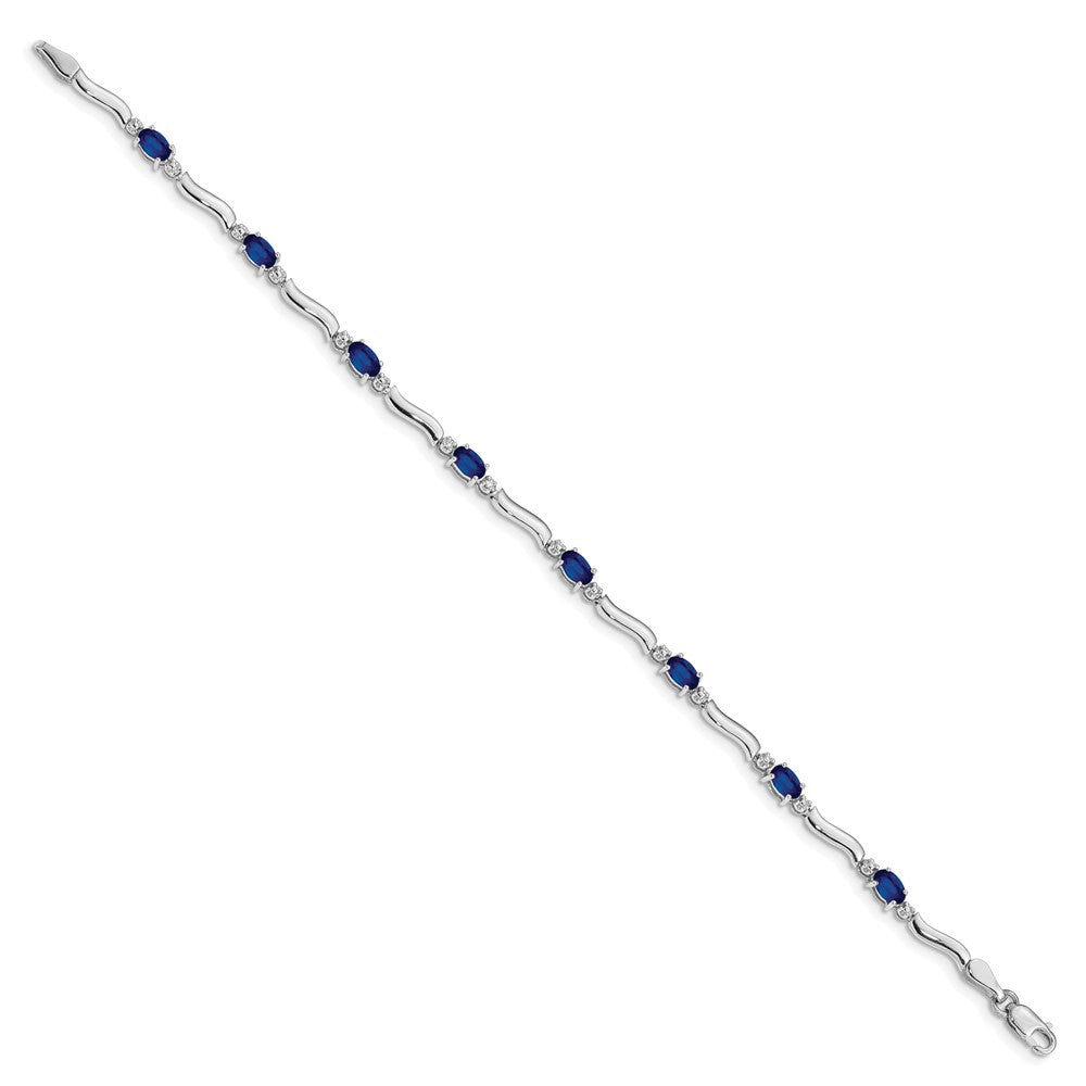 Complete Diamond and Oval Sapphire Wavy Link Bracelet - WBC