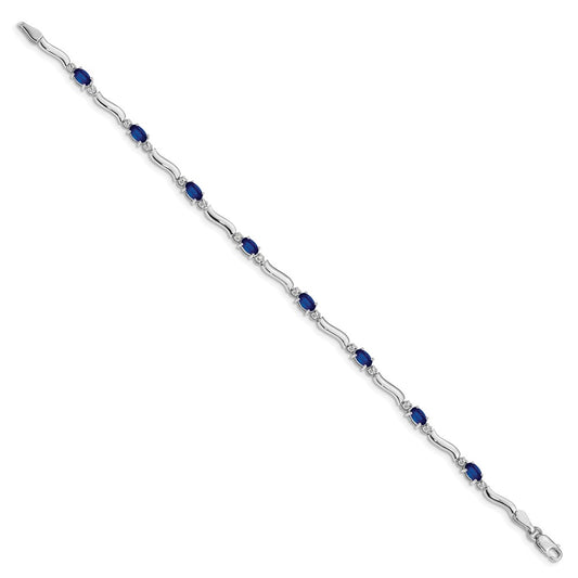 Complete Diamond and Oval Sapphire Wavy Link Bracelet - WBC