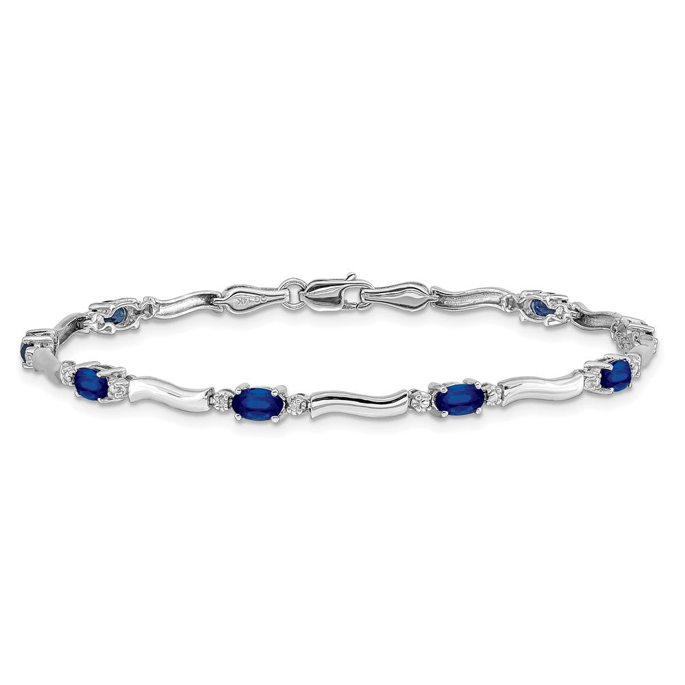 Complete Diamond and Oval Sapphire Wavy Link Bracelet - WBC