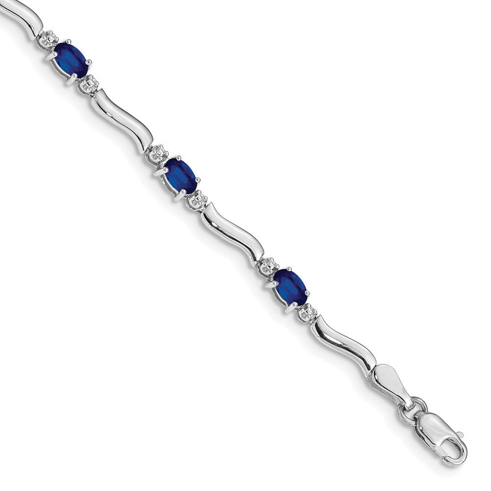Complete Diamond and Oval Sapphire Wavy Link Bracelet - WBC