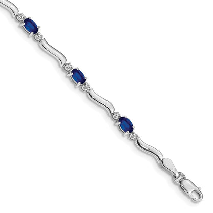 Complete Diamond and Oval Sapphire Wavy Link Bracelet - WBC