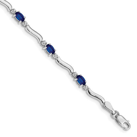 Complete Diamond and Oval Sapphire Wavy Link Bracelet - WBC