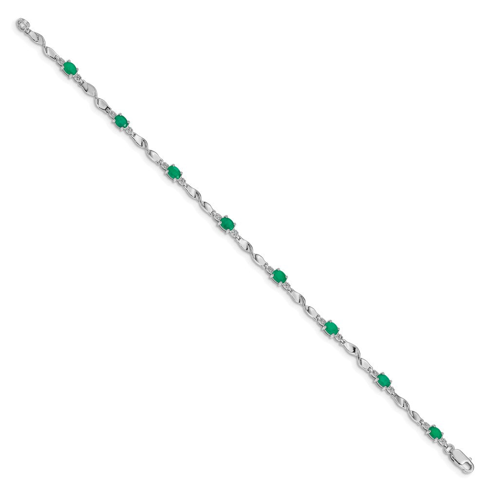 Complete Diamond and Oval Emerald Twisted Link Bracelet - WBC