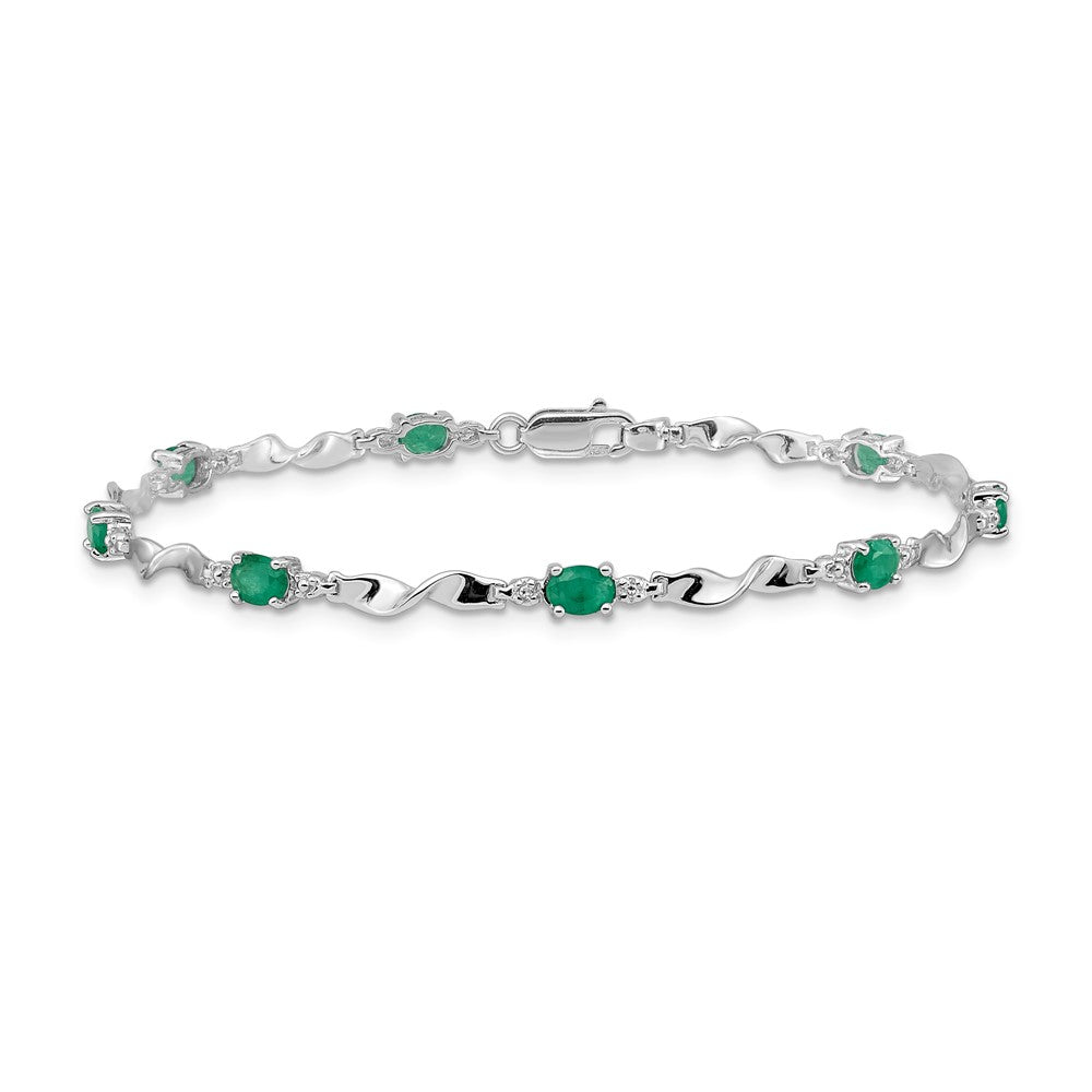 Complete Diamond and Oval Emerald Twisted Link Bracelet - WBC