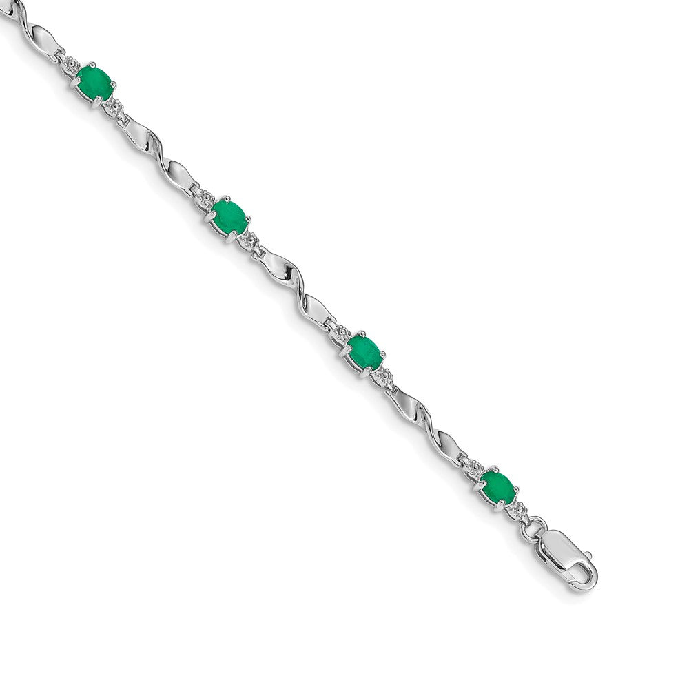 Complete Diamond and Oval Emerald Twisted Link Bracelet - WBC