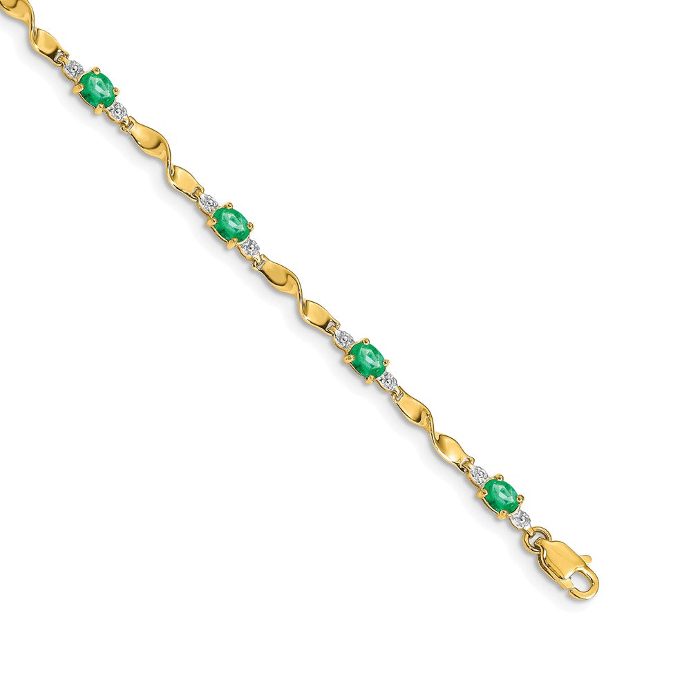 Complete Diamond and Oval Emerald Twisted Link Bracelet - WBC