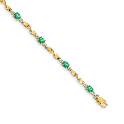Complete Diamond and Oval Emerald Twisted Link Bracelet - WBC