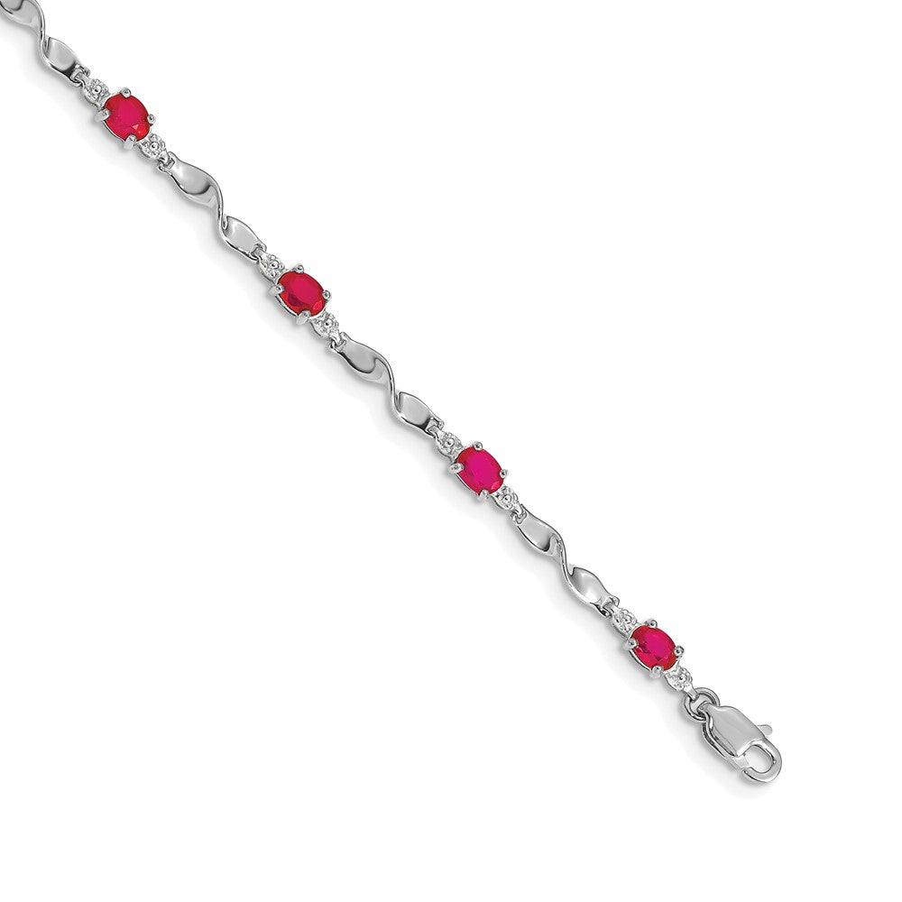 Complete Diamond and Oval Ruby Twisted Link Bracelet - WBC