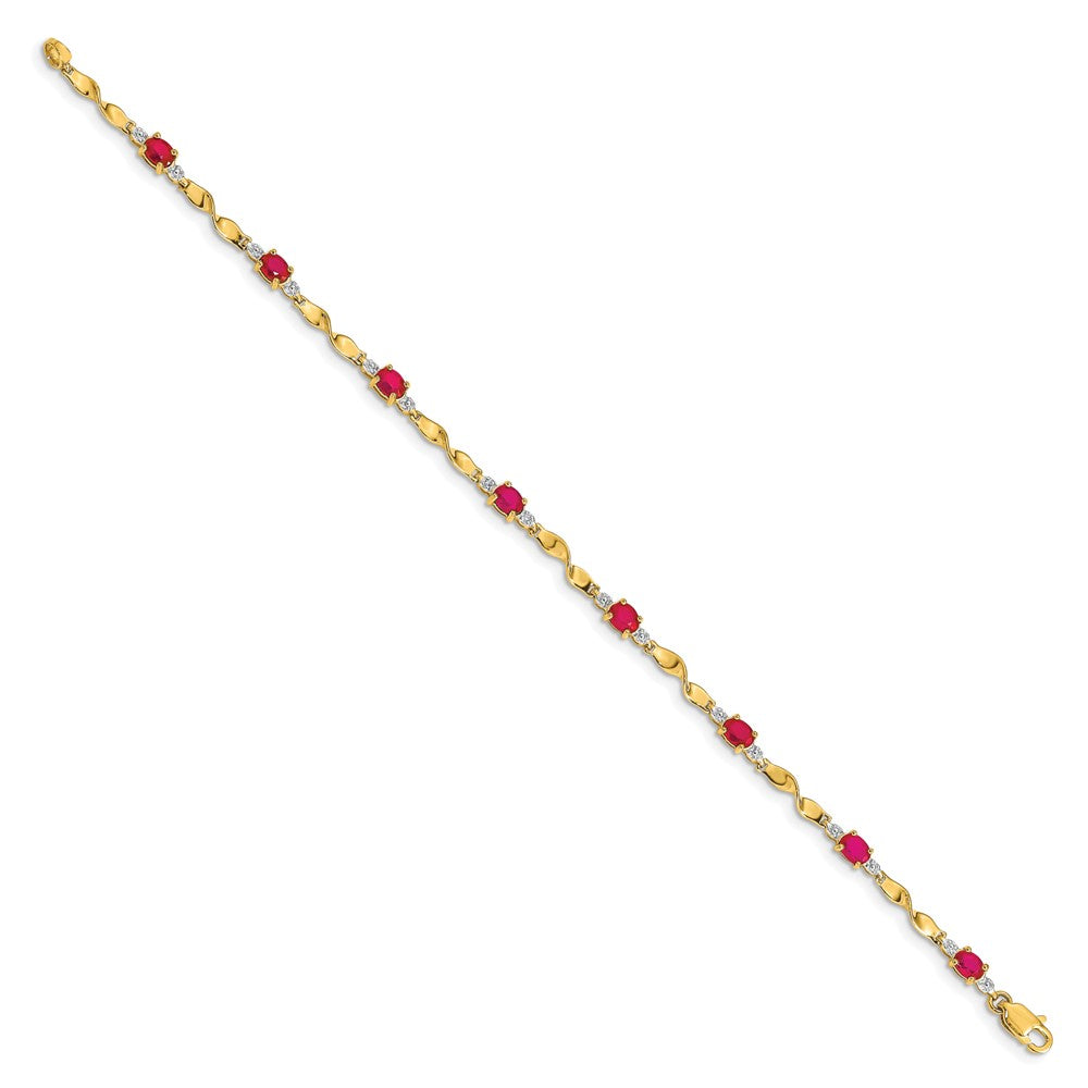 Complete Diamond and Oval Ruby Twisted Link Bracelet - WBC