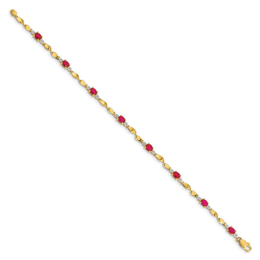 Complete Diamond and Oval Ruby Twisted Link Bracelet - WBC