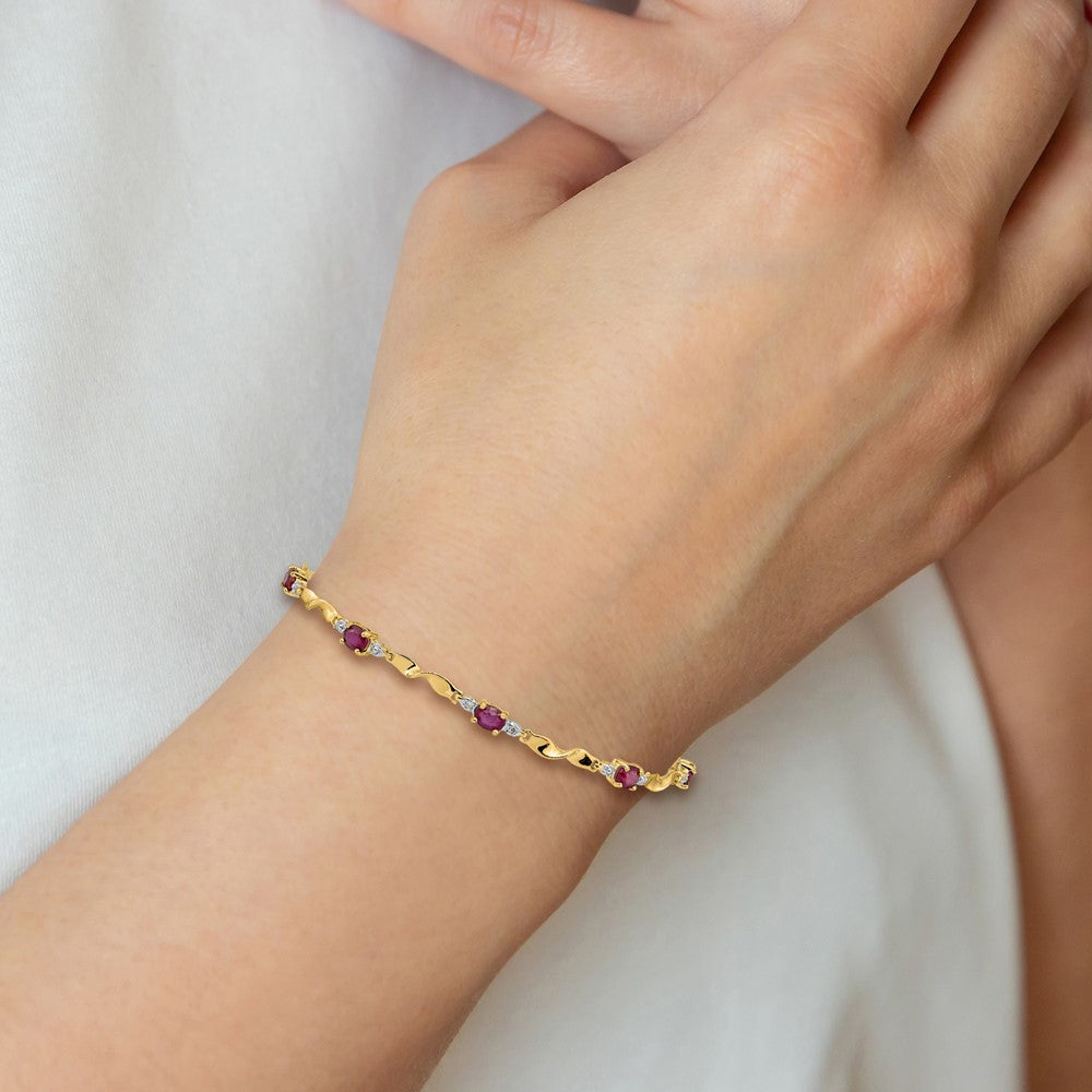 Complete Diamond and Oval Ruby Twisted Link Bracelet - WBC