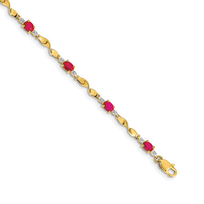 Complete Diamond and Oval Ruby Twisted Link Bracelet - WBC