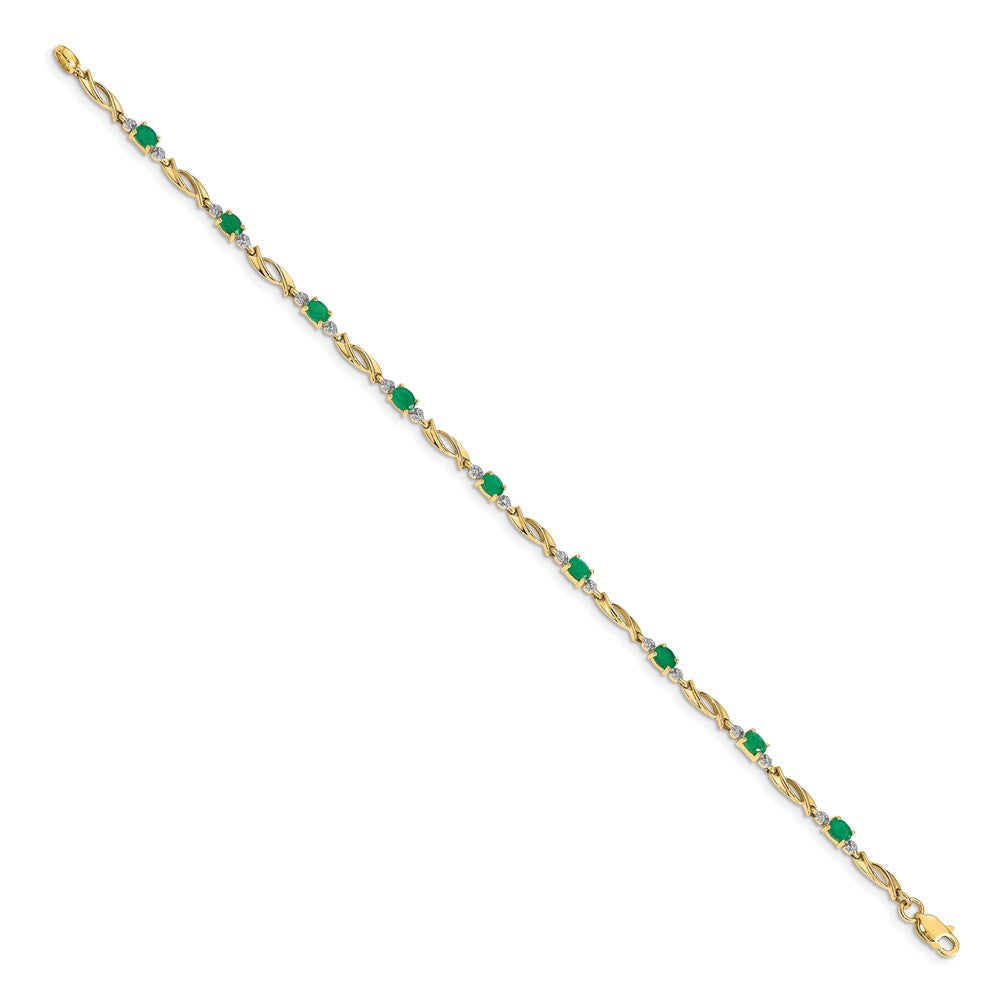 Complete Diamond and Oval Emerald Fancy Link Bracelet - WBC