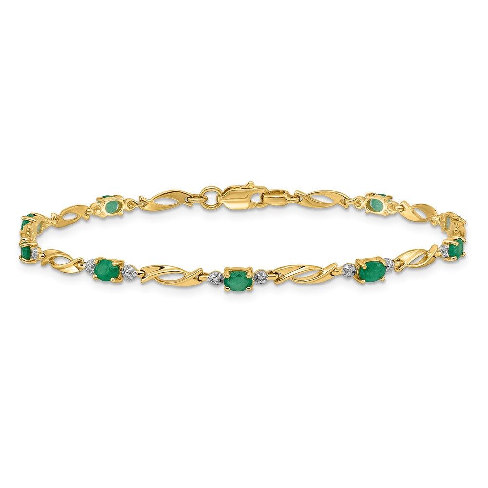 Complete Diamond and Oval Emerald Fancy Link Bracelet - WBC