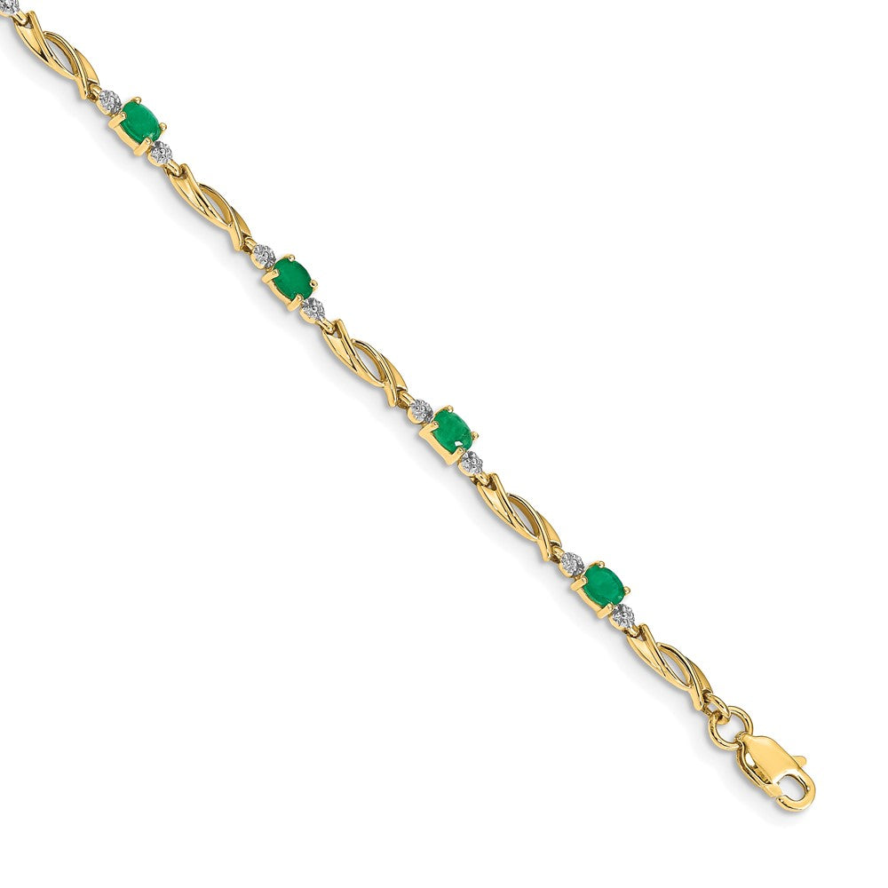 Complete Diamond and Oval Emerald Fancy Link Bracelet - WBC