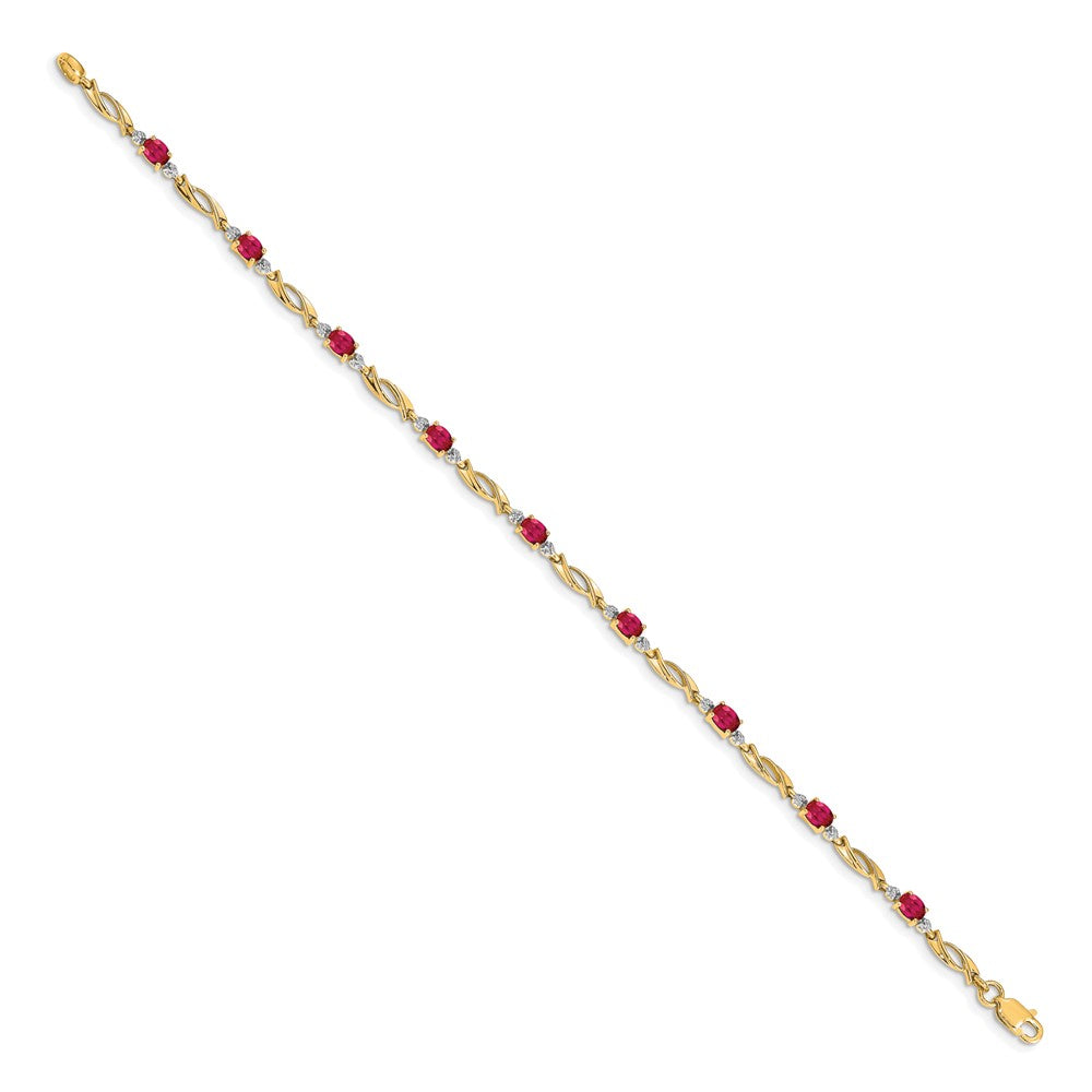 Complete Diamond and Oval Ruby Fancy Link Bracelet - WBC