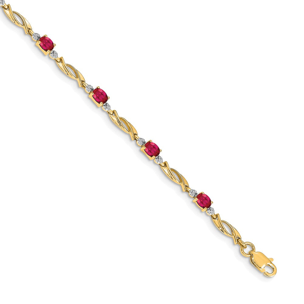 Complete Diamond and Oval Ruby Fancy Link Bracelet - WBC