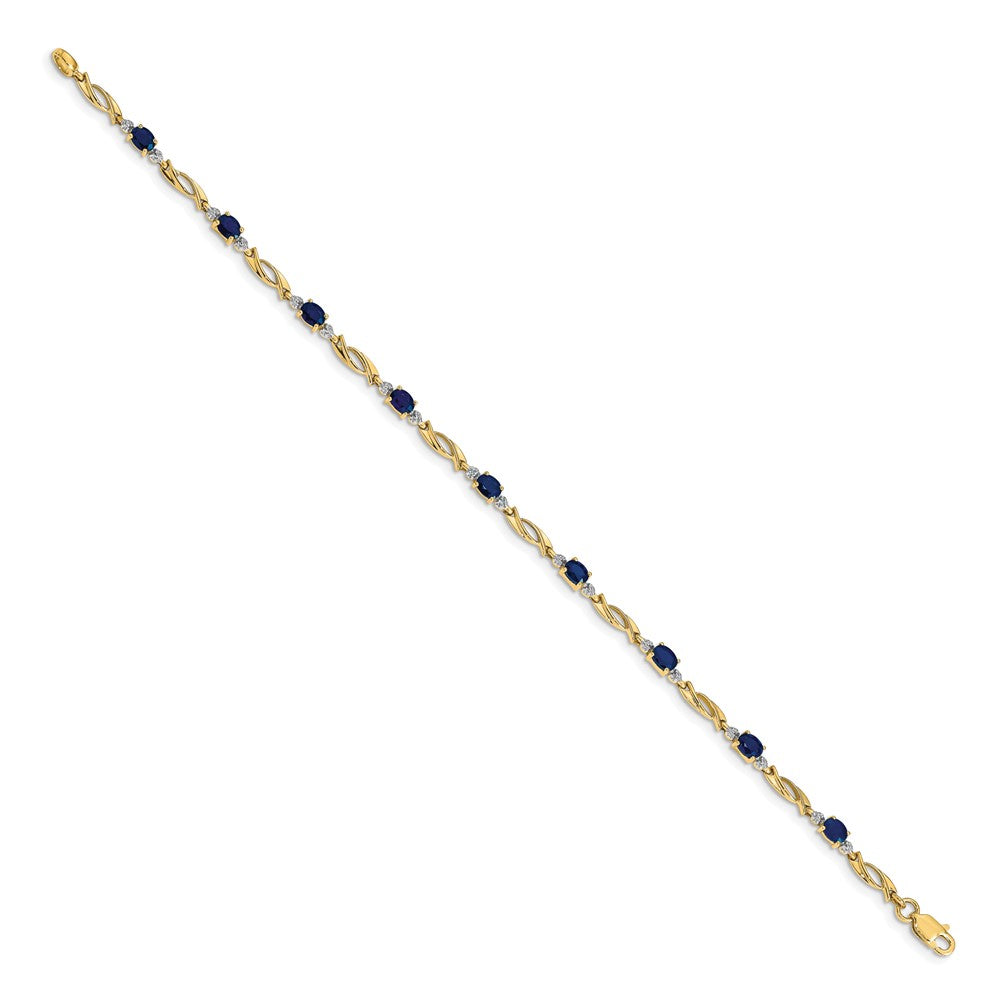 Complete Diamond and Oval Sapphire Fancy Link Bracelet - WBC