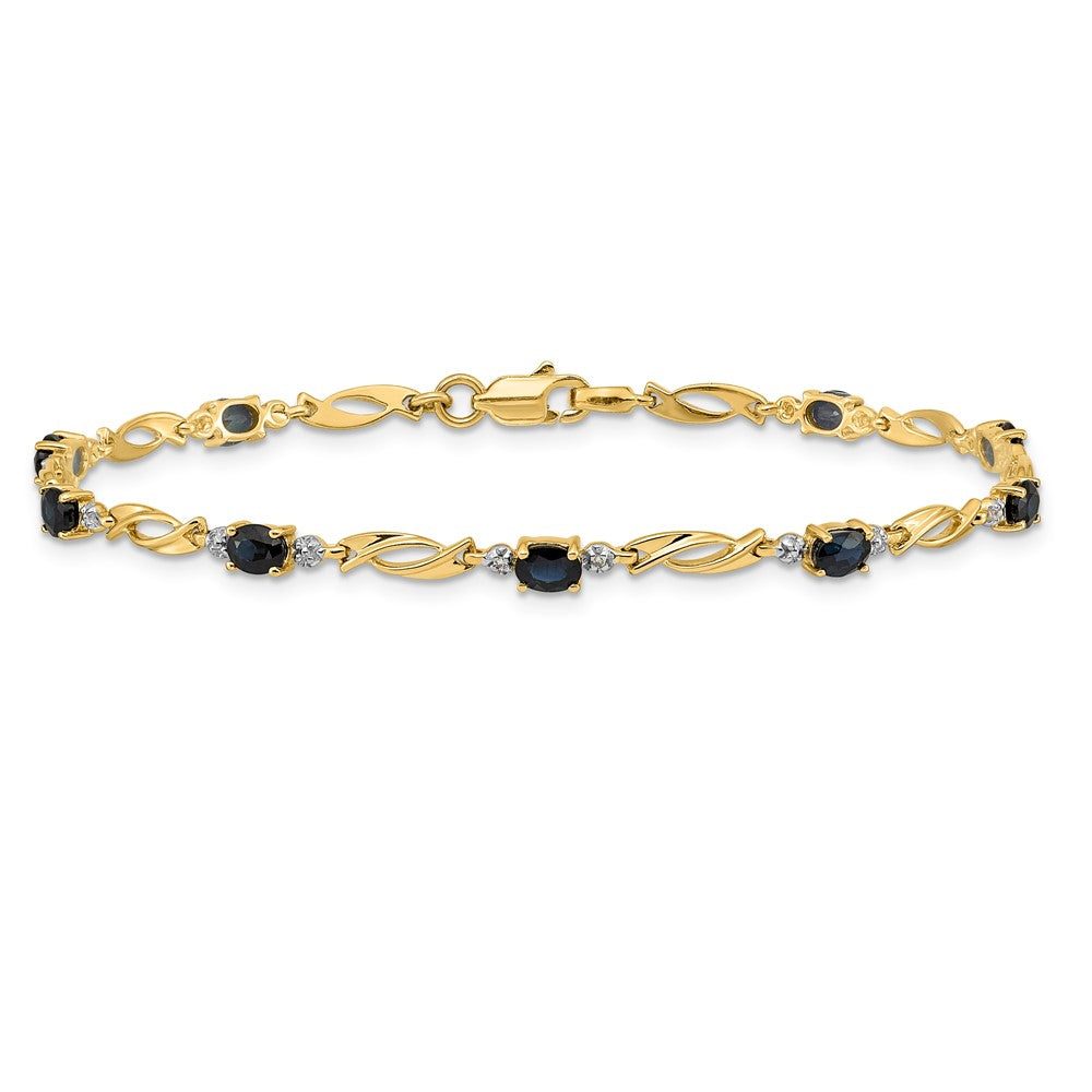 Complete Diamond and Oval Sapphire Fancy Link Bracelet - WBC