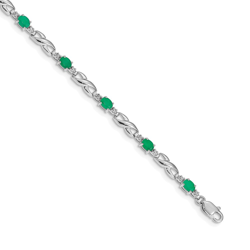 Complete Diamond and Oval Emerald Infinity Link Bracelet - WBC