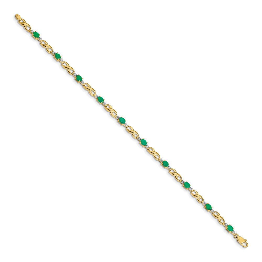 Complete Diamond and Oval Emerald Infinity Link Bracelet - WBC