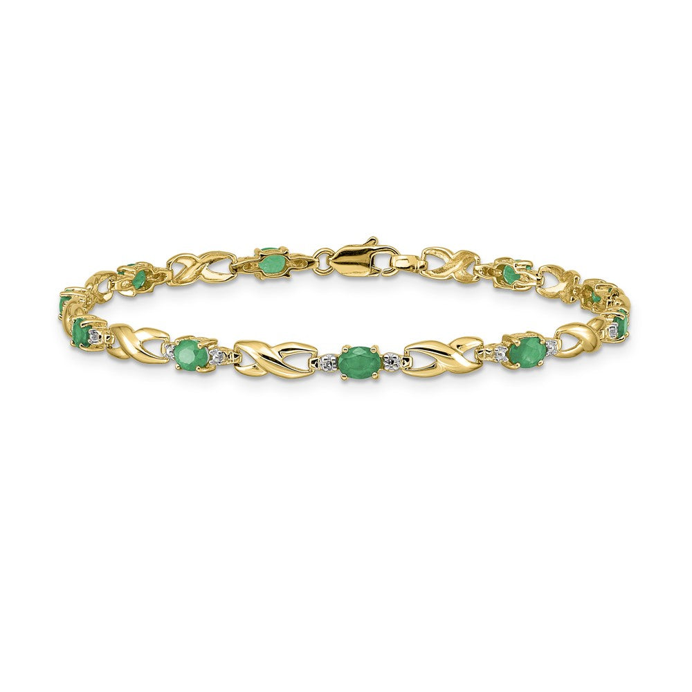 Complete Diamond and Oval Emerald Infinity Link Bracelet - WBC