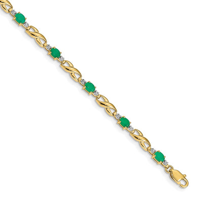 Complete Diamond and Oval Emerald Infinity Link Bracelet - WBC