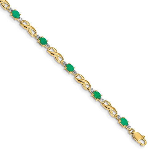 Complete Diamond and Oval Emerald Infinity Link Bracelet - WBC