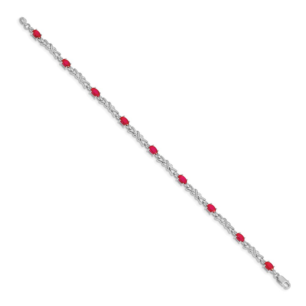 Complete Diamond and Oval Ruby X-design Bracelet - WBC
