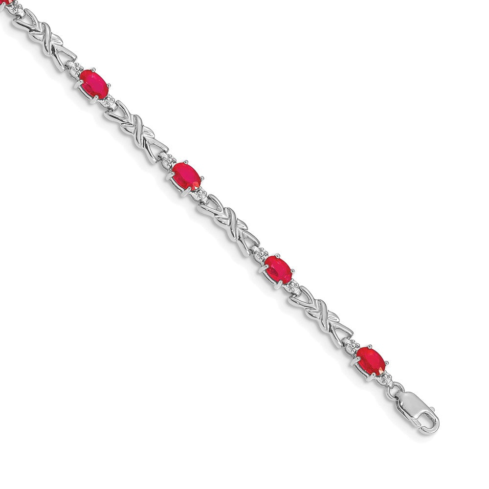 Complete Diamond and Oval Ruby X-design Bracelet - WBC
