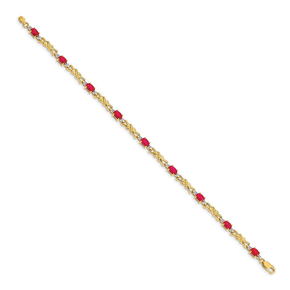 Complete Diamond and Oval Ruby X-design Bracelet - WBC