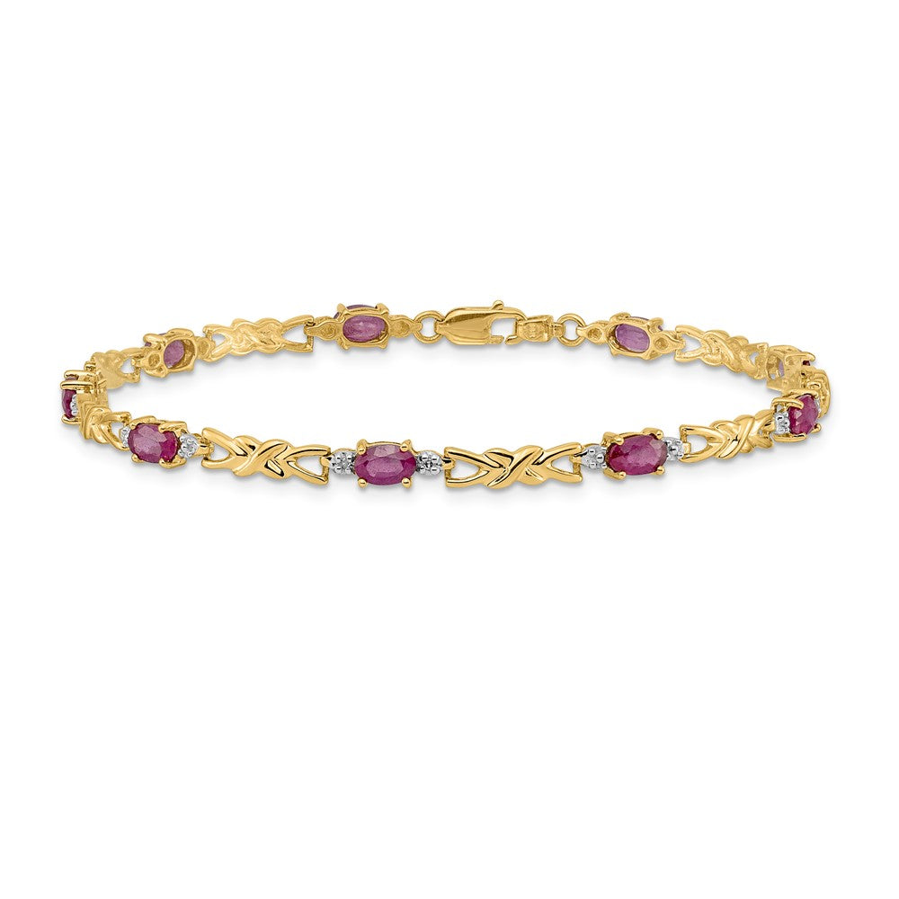 Complete Diamond and Oval Ruby X-design Bracelet - WBC