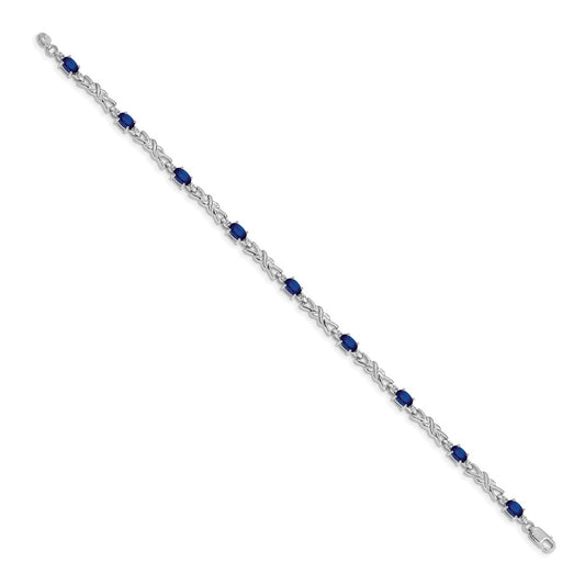 Complete Diamond and Oval Sapphire X-design Bracelet - WBC