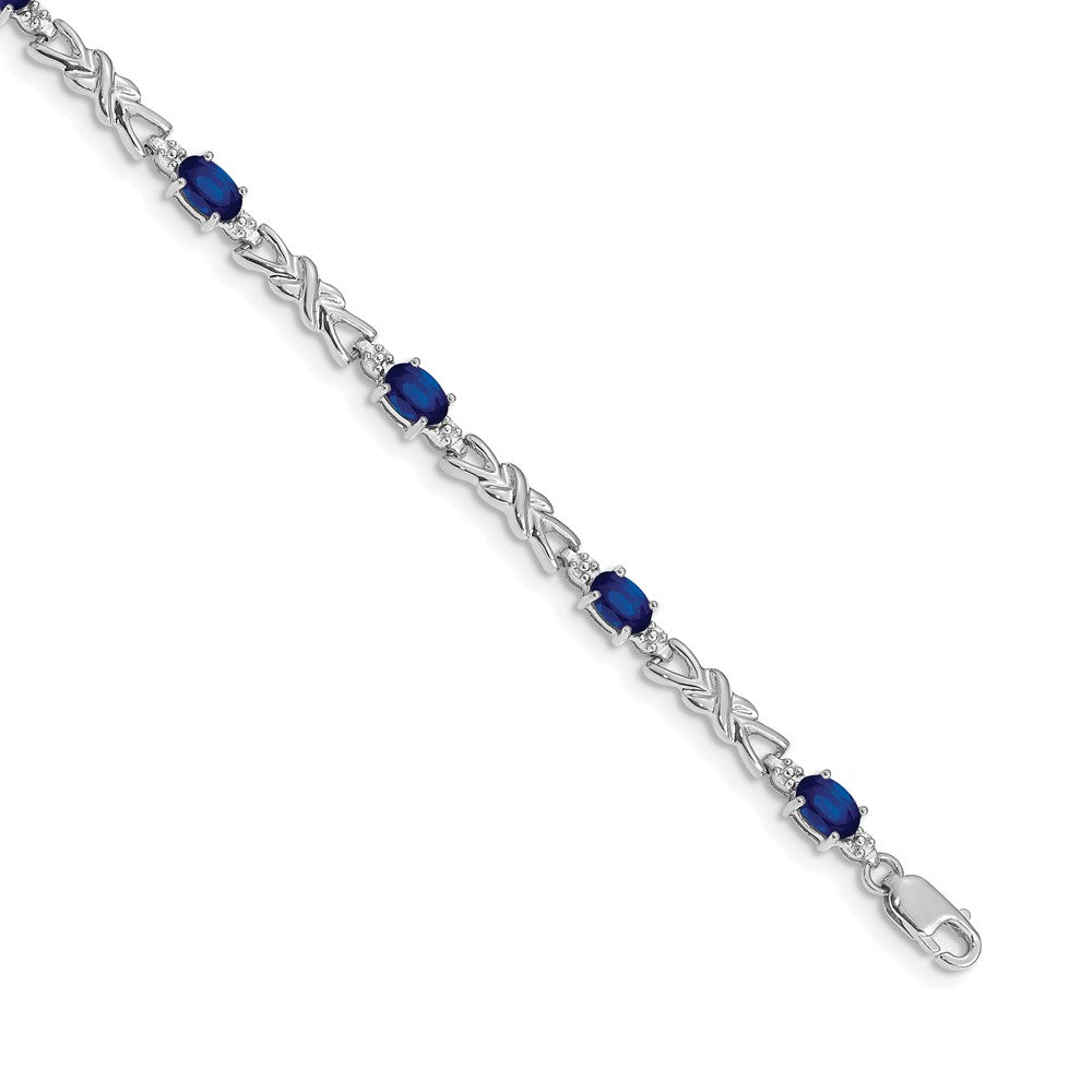 Complete Diamond and Oval Sapphire X-design Bracelet - WBC