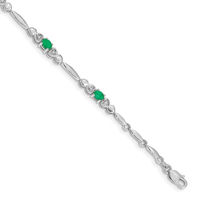 Complete Diamond and Oval Emerald Heart Design Bracelet - WBC