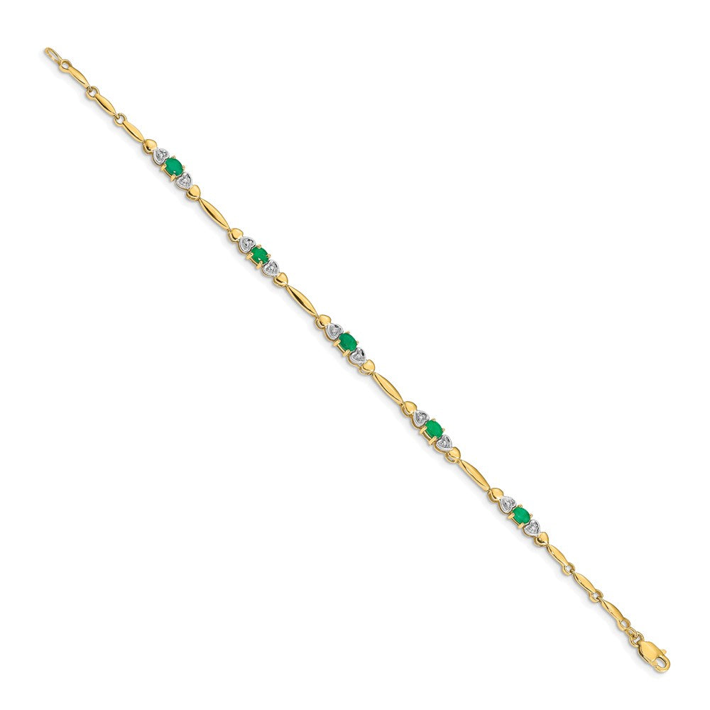 Complete Diamond and Oval Emerald Heart Design Bracelet - WBC