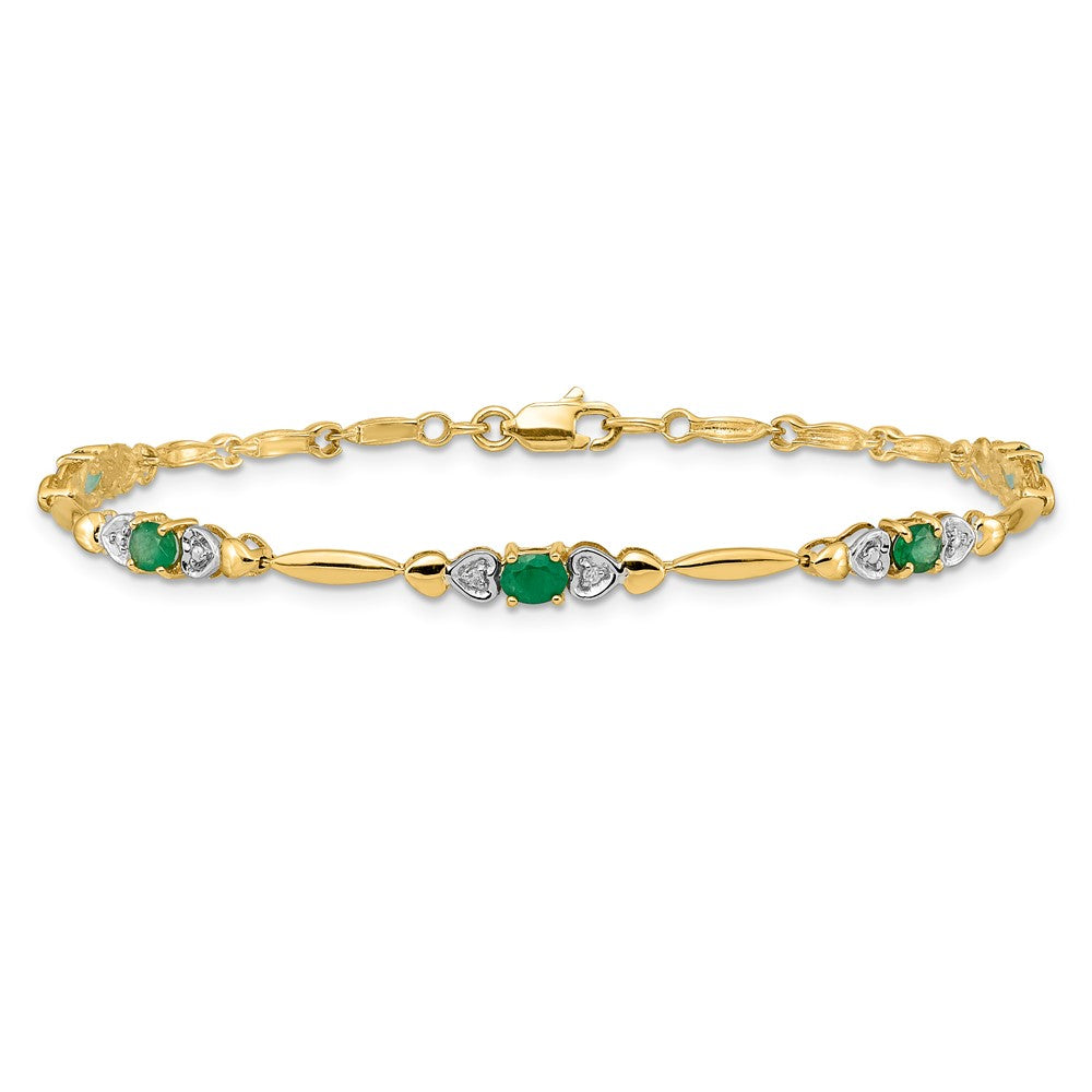 Complete Diamond and Oval Emerald Heart Design Bracelet - WBC