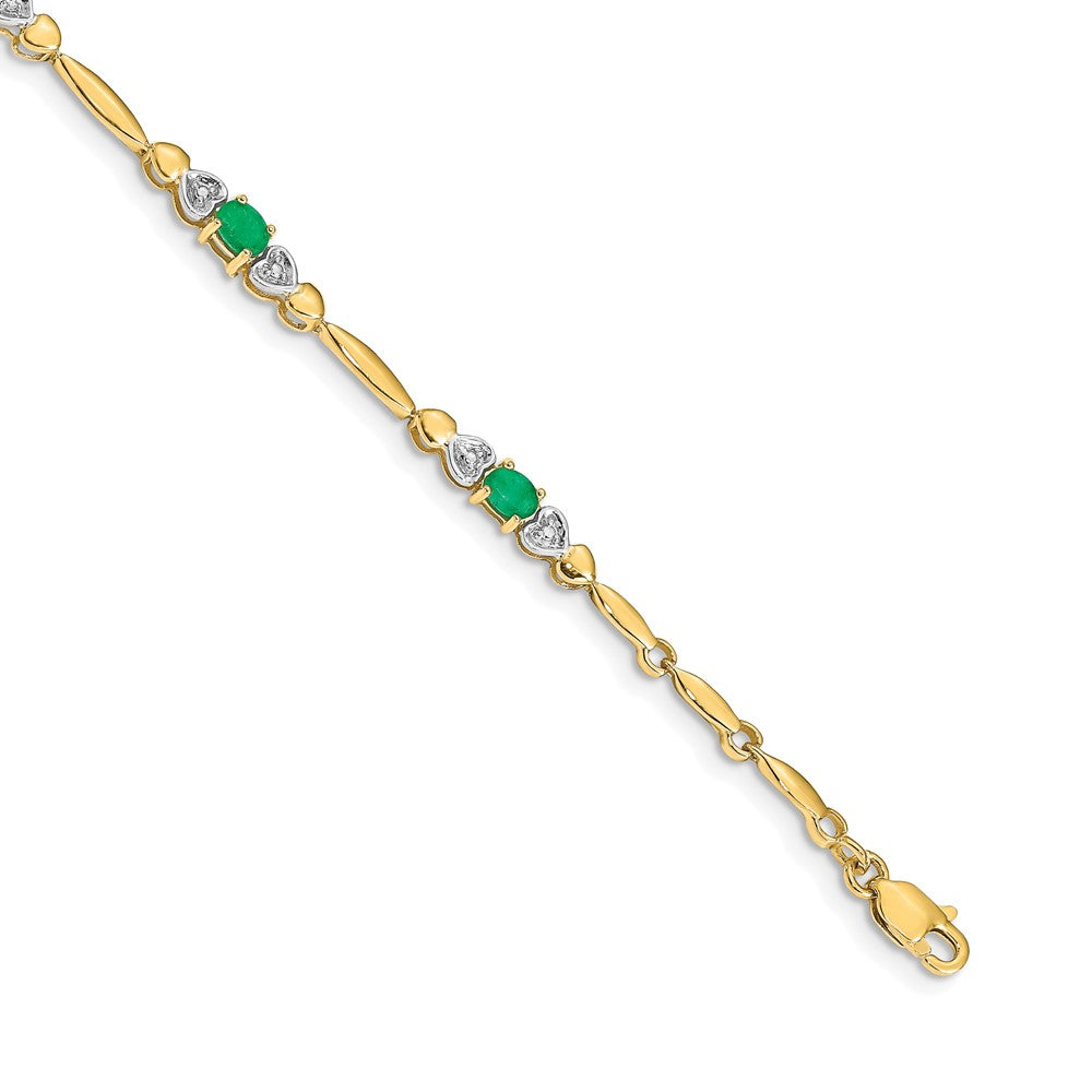 Complete Diamond and Oval Emerald Heart Design Bracelet - WBC