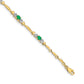 14K White Gold Diamond & Oval Emerald Heart Design Bracelet, 4mm