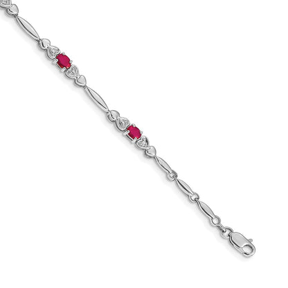Complete Diamond and Oval Ruby Heart Design Bracelet - WBC