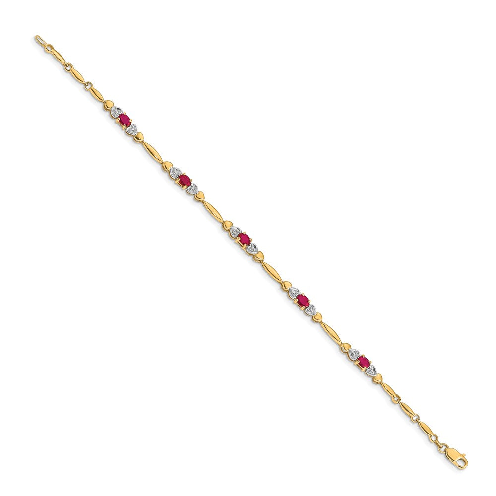 Complete Diamond and Oval Ruby Heart Design Bracelet - WBC