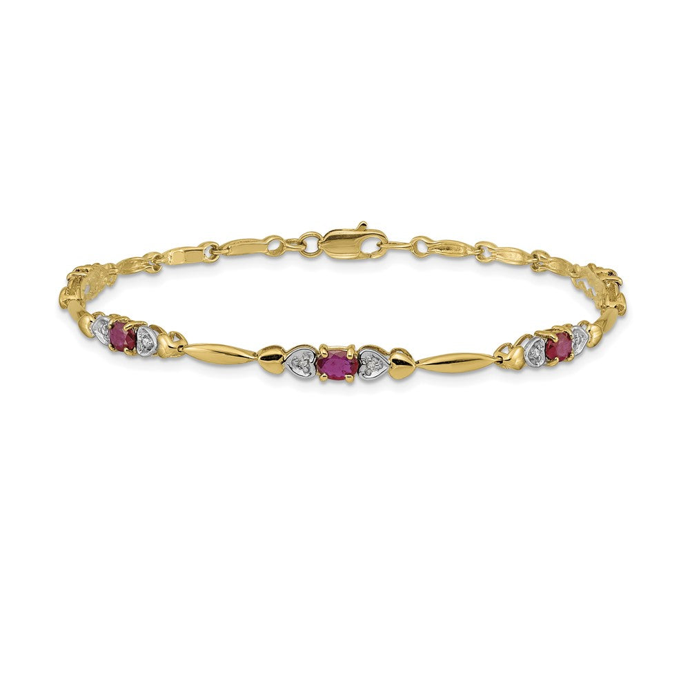 Complete Diamond and Oval Ruby Heart Design Bracelet - WBC