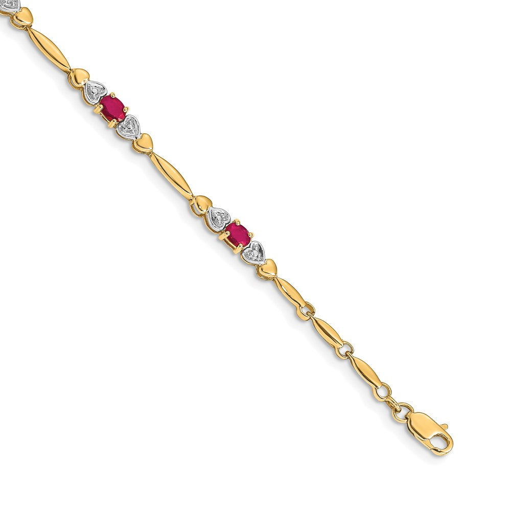 Complete Diamond and Oval Ruby Heart Design Bracelet - WBC
