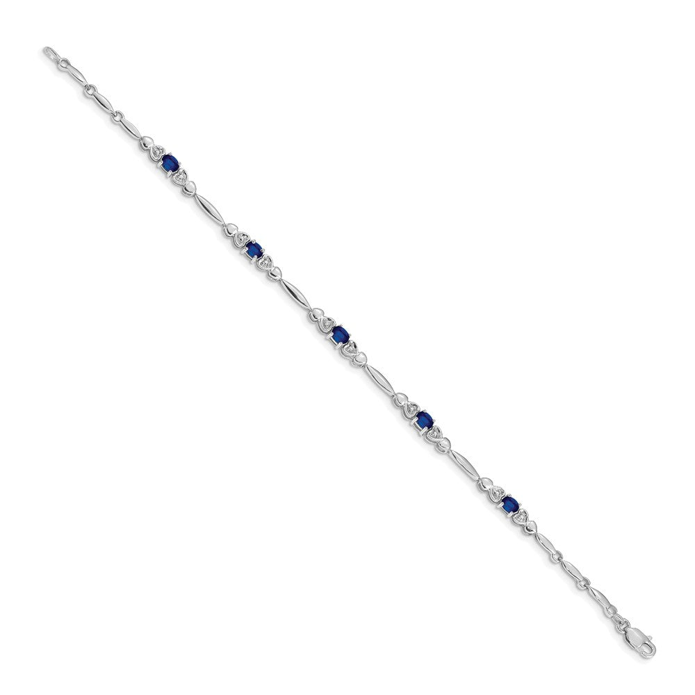 Complete Diamond and Oval Sapphire Heart Design Bracelet - WBC